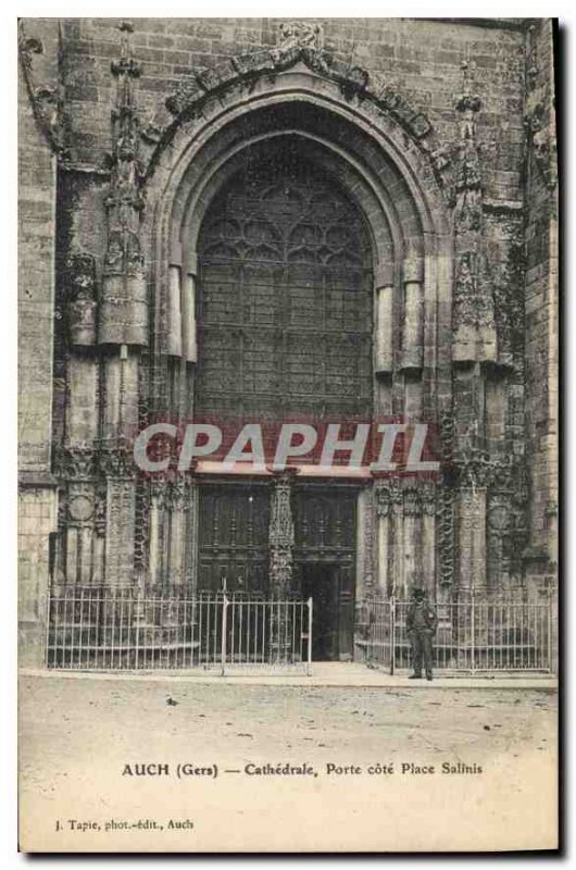 Old Postcard Auch Gers Cathedral Gate side Plave Salinis