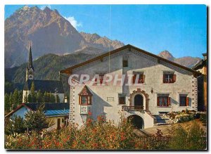 Postcard Modern Engadiner Haus in Scuol