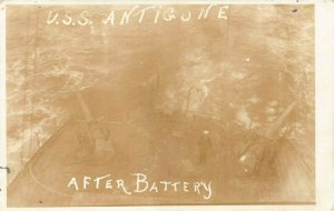 U.S.S. ANTIGONE AFTER BATTERY~WW1 MILITARY REAL PHOTO POSTCARD
