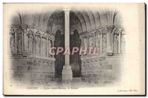 Old Postcard Candes Saint Martin Church Portal