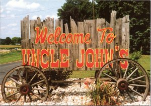 Postcard MI St. John - Welcome to Uncle John's sign