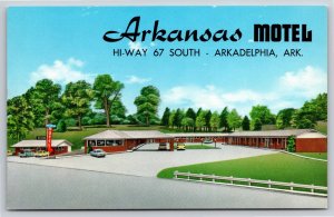 Roadside~Arkansas Motel Highway 67 South Aradelphia Arkansas~Vintage Postcard