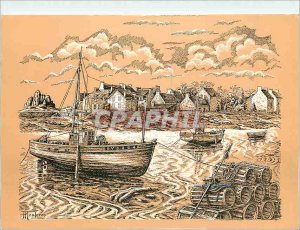 Postcard Modern Lesconil (Finistere) Harbor Fishing Boats