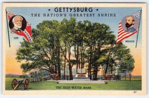 1950's GETTYSBURG NATION'S GREATEST SHRINE HIGH WATER MARK CIVIL WAR POSTCARD