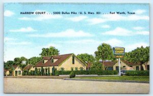 FORT WORTH, Texas TX ~ Roadside Motel HARROW COURT 1940s L.H. Stubbs Postcard
