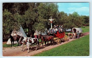 ONSTED, MI Michigan  FRONTIER CITY WESTERN Theme Park STAGECOACH 1962 Postcard