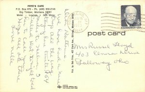 Big Timber Montana 1973 Postcard Frye's Cafe Restaurant