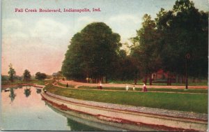 Tree Lined Street View Fall Creek Boulevard  Indianapolis Indiana  -  A15 