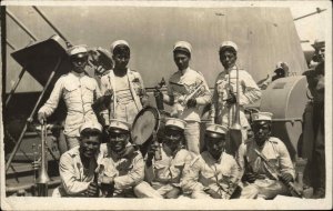 Philippino? Japanese? Sailors on US Ship Music Band WWI? Interesting RPPC