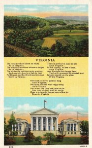 Vintage Postcard Mountains Flower Field State Capitol Building Landmark Virginia