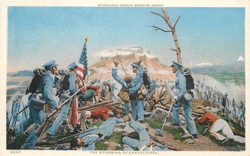 Mexican American War Military chapultepec Flag Phostint Detroit Publishing 2256