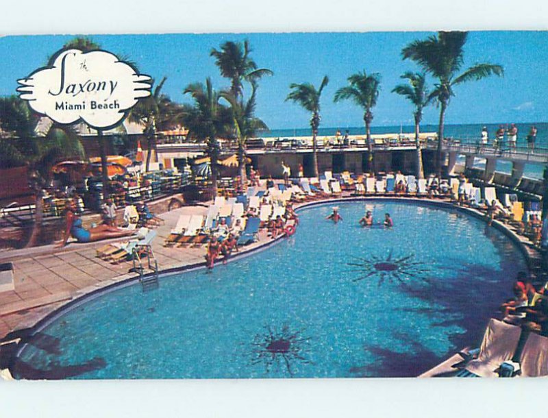 Pre-1980 SWIMMING POOL AT THE SAXONY HOTEL Miami Beach Florida FL AE1089