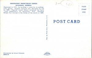 Independent Presbyterian Church Savannah Georgia Woodrow Wilson Vintage Postcard 