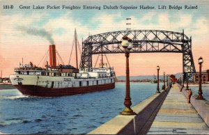 Minnesota Duluth Great Lakes Packet Freighter Entering Duluth-Superior Harbor...