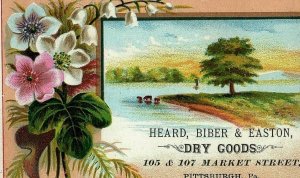 Heard Biber & Easton Dry Goods Lake Nature Scene Victorian Calling Card PGH PA 