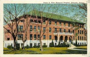 Linen Postcard; Susan B Allen Memorial Hospital, El Dorado KS Butler Co. Posted