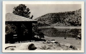 c1930's View Of Lake Guernsey Wyoming WY RPPC Photo Vintage Unposted Postcard