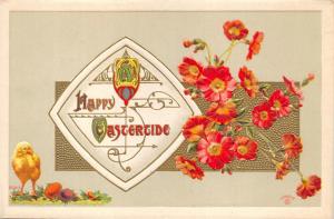 HAPPY EASTERTIDE EMBOSSED POSTCARD c1910s~BEAUTIFUL COLOR & GILTING