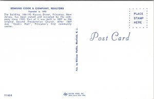 Edmund Cook Company Realtors Nassau St Princeton New Jersey NJ Postcard VTG UNP 