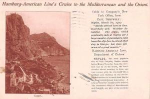 Capri Italy Birds Eye View Hamburg-American Line Private Mail Postcard J81193