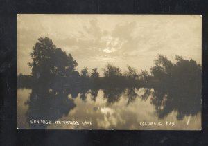 RPPC COLUMBUS KANSAS HAMMOND'S LAKE SUNRISE VINTAGE REAL PHOTO POSTCARD