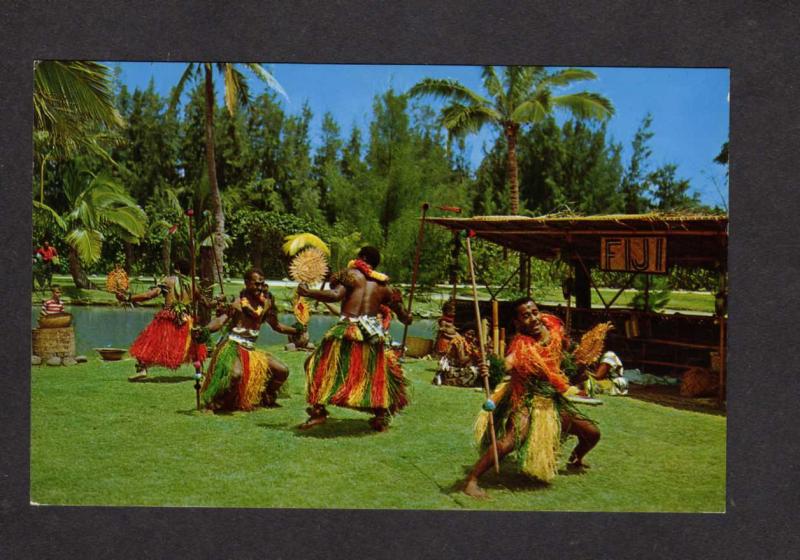 HI Hawaii Postcard Fijians Meke Dancers Polynesian Laie Cultural Center Oahu