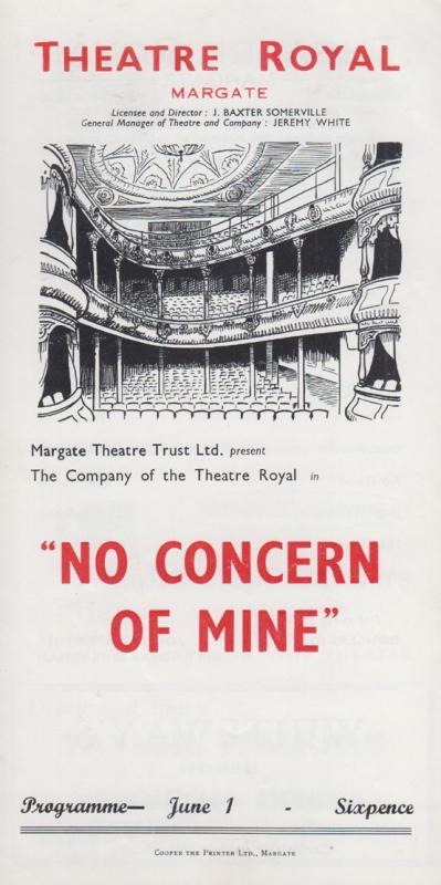 No Concern Of Mine Jeremy Kingston Rare Theatre Royal Margate Kent Programme