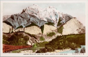 Cascade Mountain Banff Alberta Train AB Spalding Camera Products RP Postcard H57