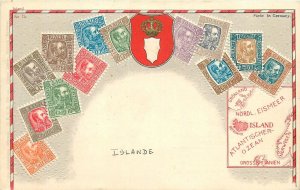 Postcard C-1910 Iceland Stamps philatelic map TP24-279