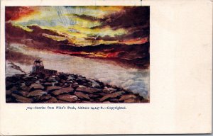 Sunrise From Pikes Peak Colorado Springs Colorado Vintage Postcard C189