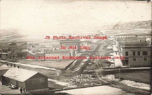 MT, Geraldine, Montana, RPPC, Bird's Eye View, Railroad Depot, Choteau County