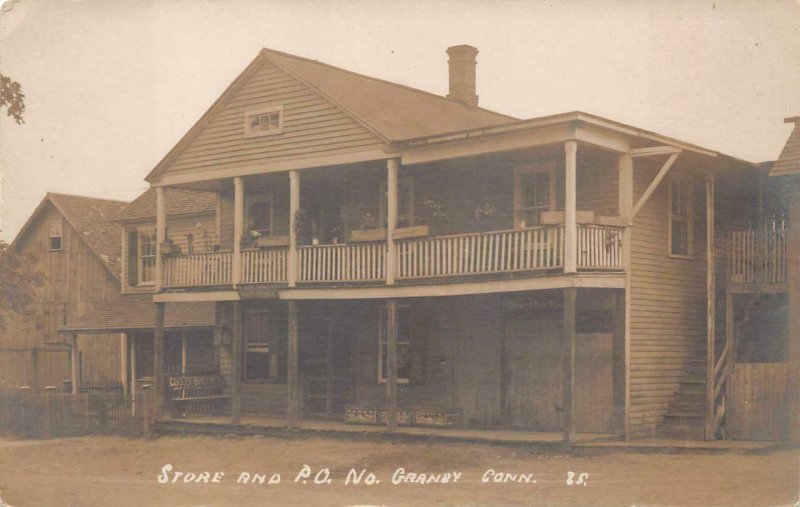 RPPC STORE & POST OFFICE NORTH GRANBY CONNECTICUT REAL PHOTO POSTCARD 1909