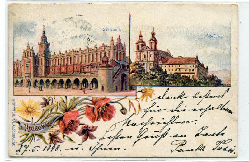 Sukiennice Skatka Cracow Kraków Poland 1898 postcard