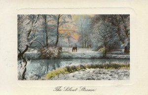 Nature Postcard - The Silent Stream - Showing Horses and Snow - Ref TZ3371