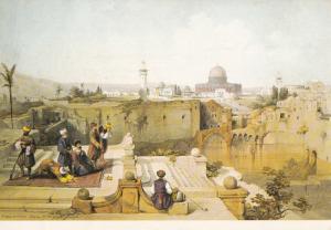 ART POSTCARD JUDAICA HOLY LAND MOSQUE OF OMAR LITHOGRAPH by DAVID ROBERTS
