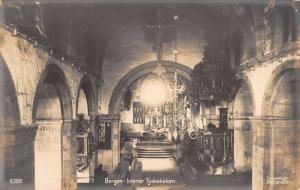 Bergen Norway St Marys Church Interior Real Photo Antique Postcard K102904