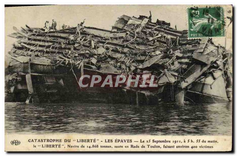 Old Postcard Boat Catastrophe of Freedom wrecks The Toulon
