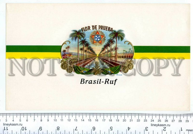 500071 BRASIL RUF Vintage embossed cigar box large label