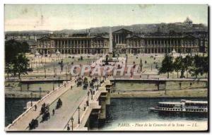 Old Postcard Paris Place de la Concorde and the Seine Peniche Sacre Coeur Mon...