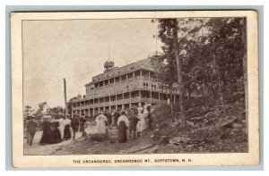 Vintage 1910's Photo Postcard Uncanoonuc Mt. Building & People Goffstown NH