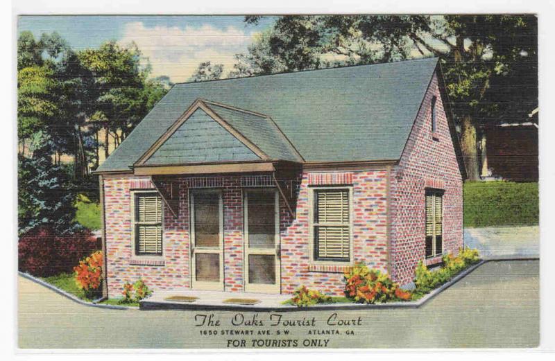 Oaks Tourist Court Motel US 41 Atlanta Georgia linen postcard