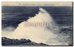 Old Postcard Biarritz And Its Wave Waves On The Rocks Du Phare