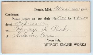 Detroit MI Engine Works Postcard Michigan