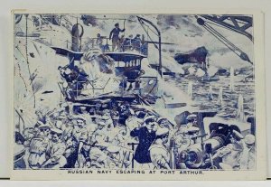 RUSSO JAPANESE WAR RUSSIAN NAVY ESCAPING AT PORT ARTHUR Vintage Postcard L7
