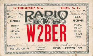 W2BER Troy, NY, USA QSL 1932 