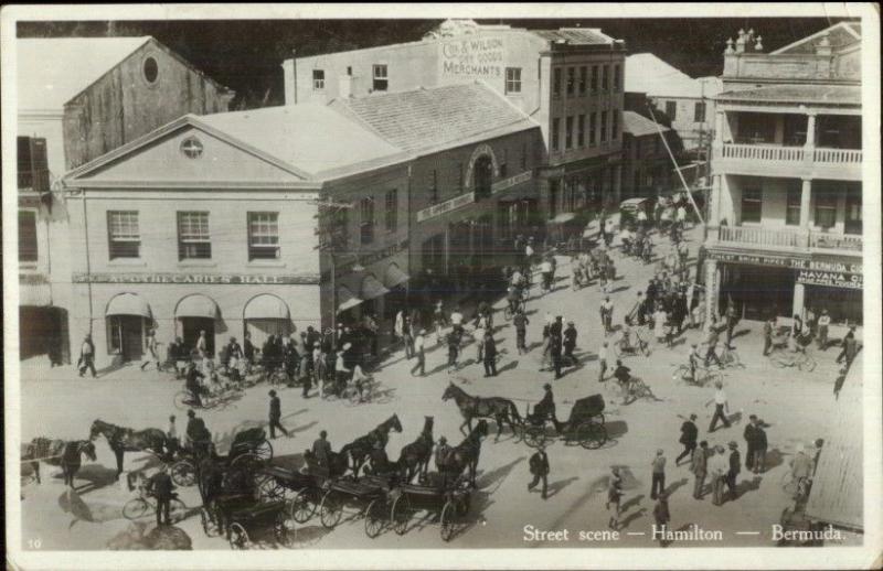 Hamilton Bermuda Street Scene c1930 Real Photo Postcard