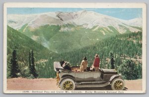 Auto~Berthound Pass & Crater Mt Colorado Rocky Mt Park~Vintage Postcard 