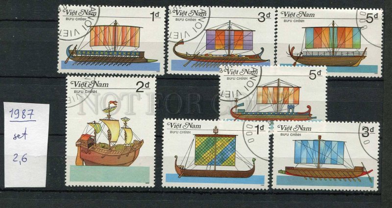 265088 VIETNAM 1987 year used stamps set SHIPS sailboats