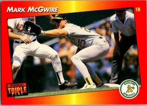 1992 Donruss Baseball Card Mark McGwire Oakland Athletics sk3174