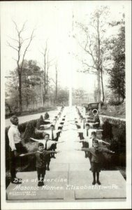 Elizabethtown PA Masonic Homes Boys Exercise Real Photo Postcard